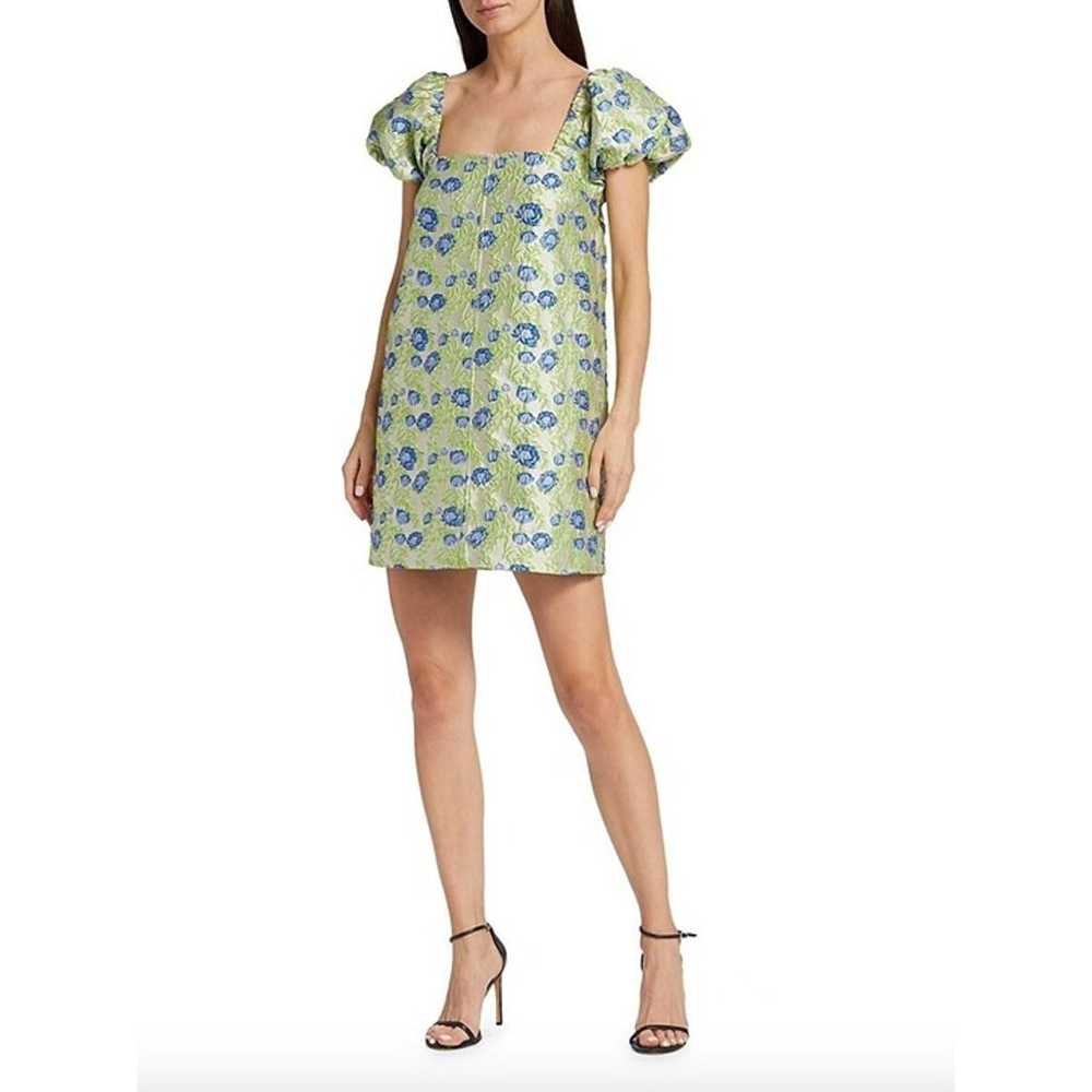 Ganni 3D Jacquard Mini Dress Green Womens Size 34… - image 2