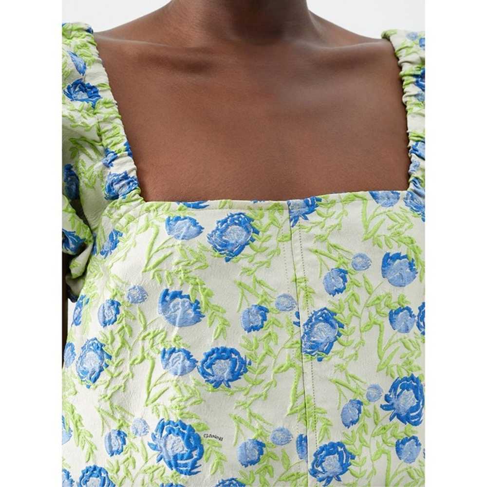 Ganni 3D Jacquard Mini Dress Green Womens Size 34… - image 4