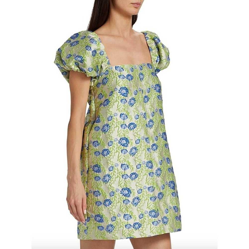 Ganni 3D Jacquard Mini Dress Green Womens Size 34… - image 5