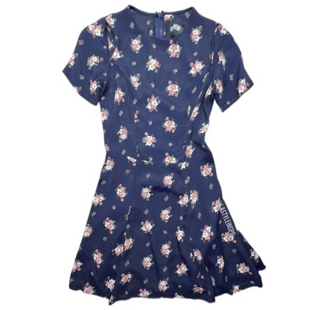 Reformation Cut Sleeves Floral Dress Blue Size 0 - image 1