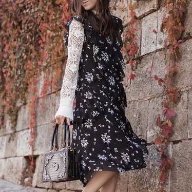 Floral Dressed Up Black Floral Print Midi Dress
