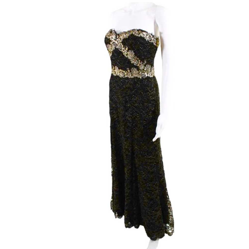 Marchesa Notte Gilded Gold Strapless Gown Formal … - image 2