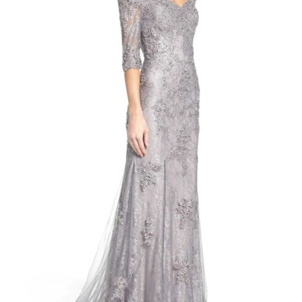 La Femme Silver Off Shoulder Gown Dress - image 5