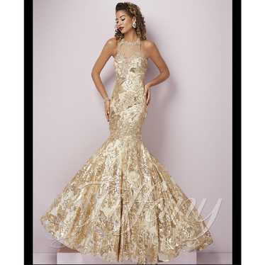 TTIFFANY GOLD SEQUINS SLEEVELESS PROM PARTY GOWNS… - image 1
