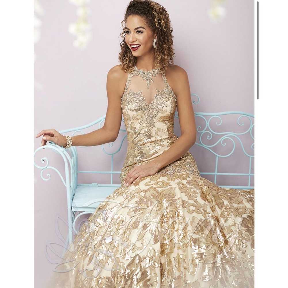 TTIFFANY GOLD SEQUINS SLEEVELESS PROM PARTY GOWNS… - image 3