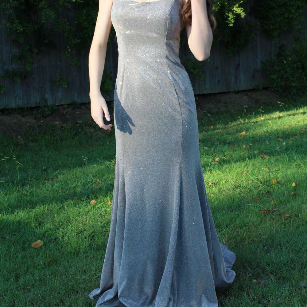 Long Sparkly Nude Color Prom Dress with Spaghetti… - image 2