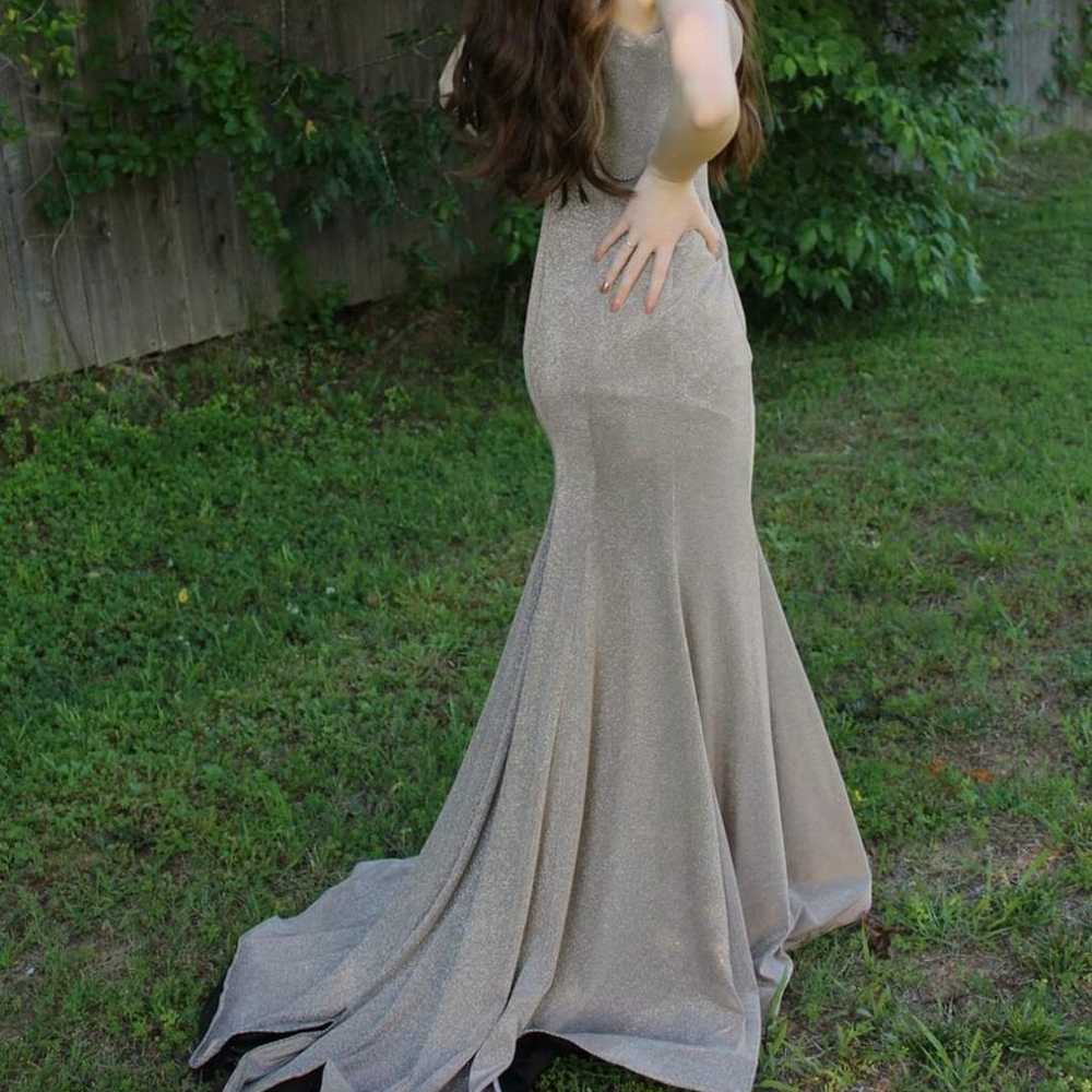 Long Sparkly Nude Color Prom Dress with Spaghetti… - image 3