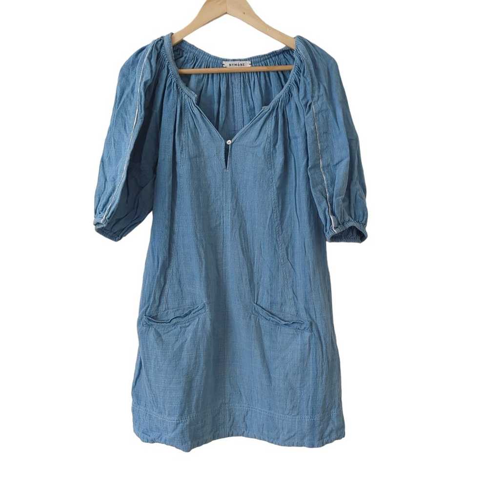 NYMaNE Chambray Cotton Shirt Dress Sz S/M Boho Pe… - image 1