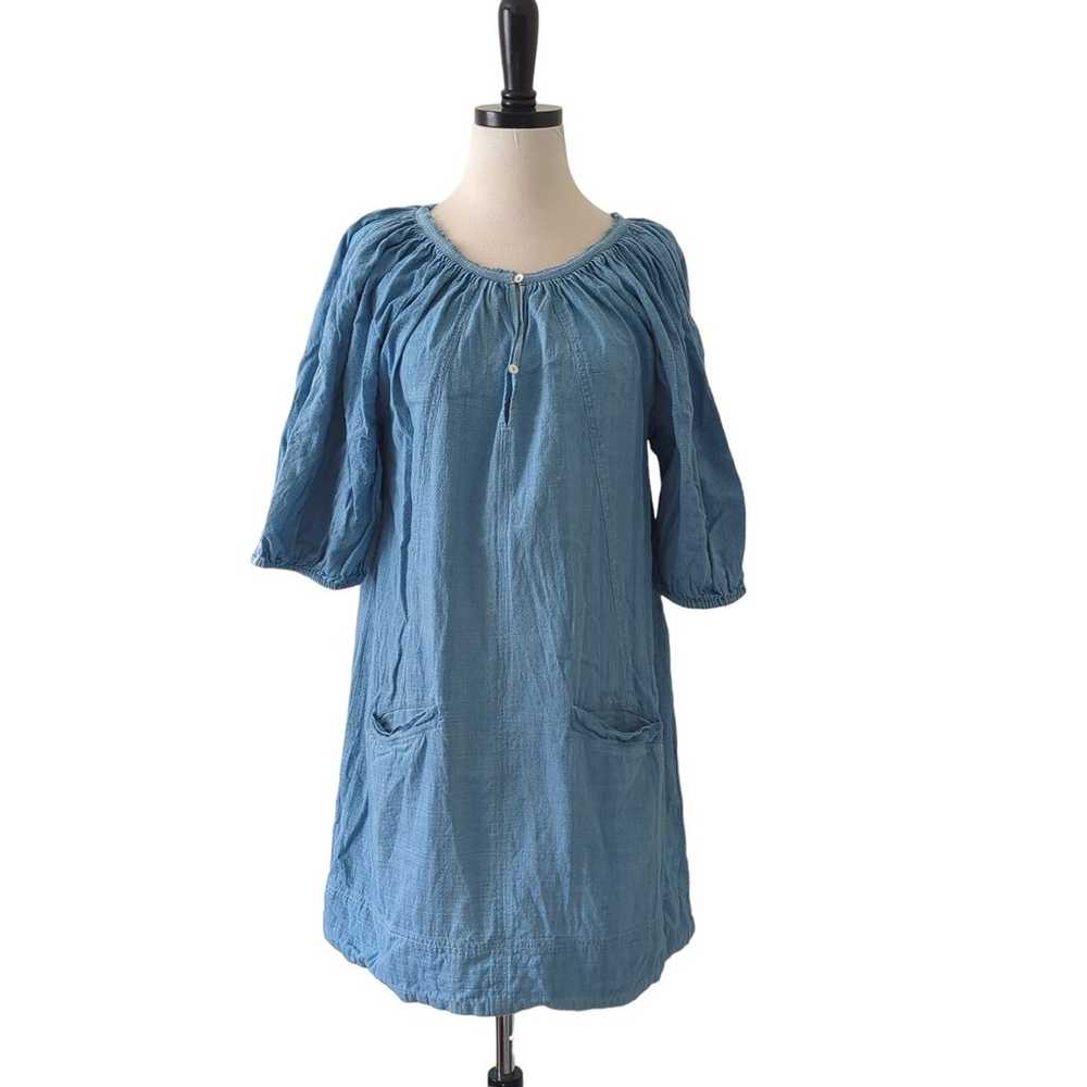NYMaNE Chambray Cotton Shirt Dress Sz S/M Boho Pe… - image 2