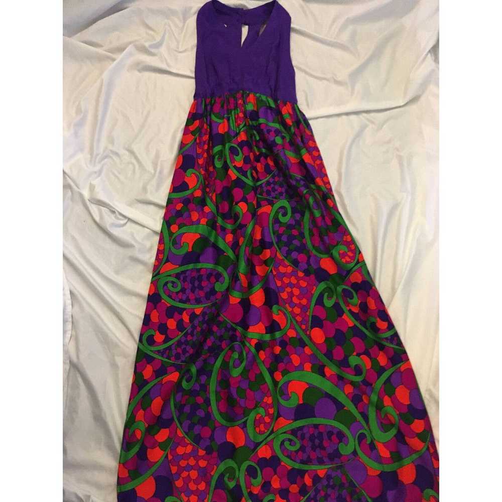 VTG 70's Vibrant Maxi Evening FESTIVAL Dress Gown… - image 2