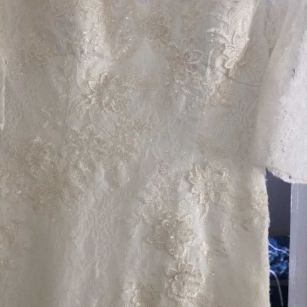 3/4 Sleeve All Over Lace Trumpet Wedding Dress - image 5