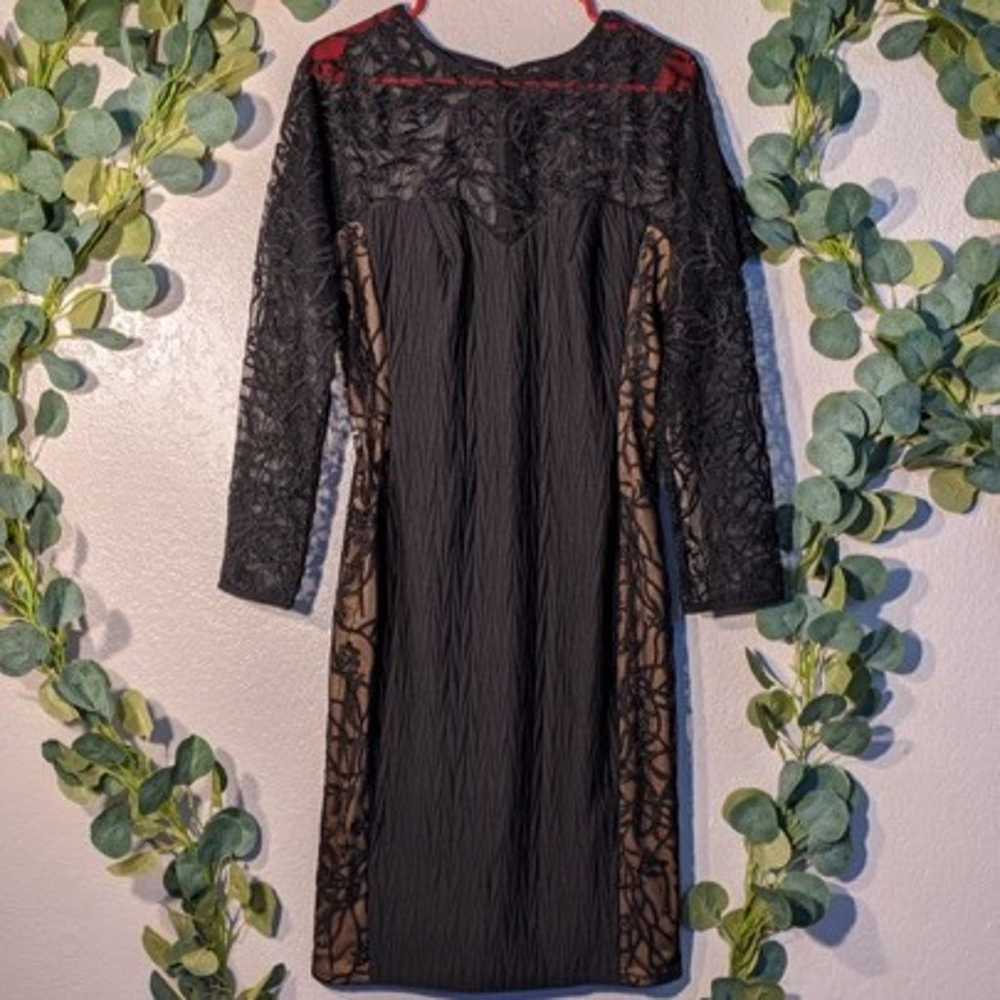 Black Sheer Illusion Long Sleeve Dress - image 5