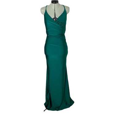 Emerald Green Sz M Long Satin Nightgown W Black Velvet Trim Vintage Kathryn  Negligee Elegant Lingerie 