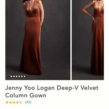 Jenny Yoo Logan Deep-V Velvet Column Gown