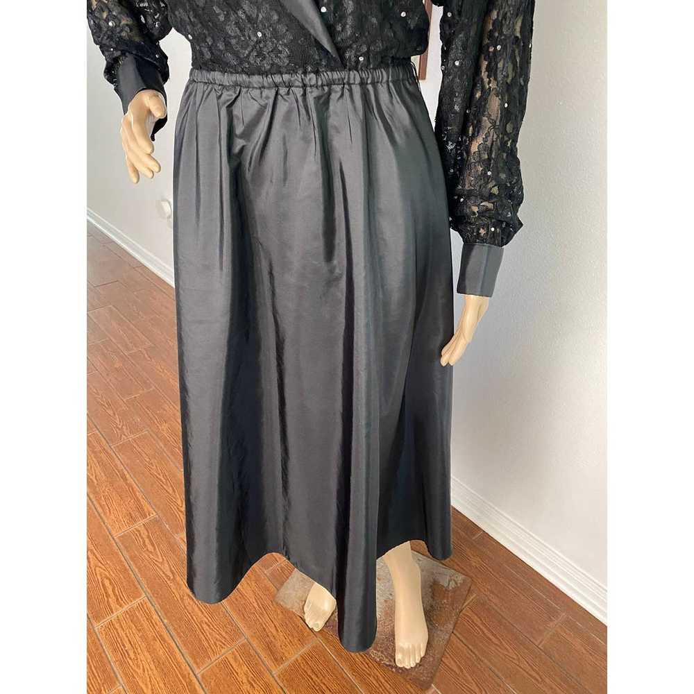 Vintage 80's Halston Black Lace Formal Dress with… - image 4