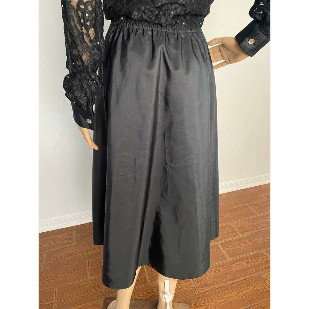 Vintage 80's Halston Black Lace Formal Dress with… - image 8