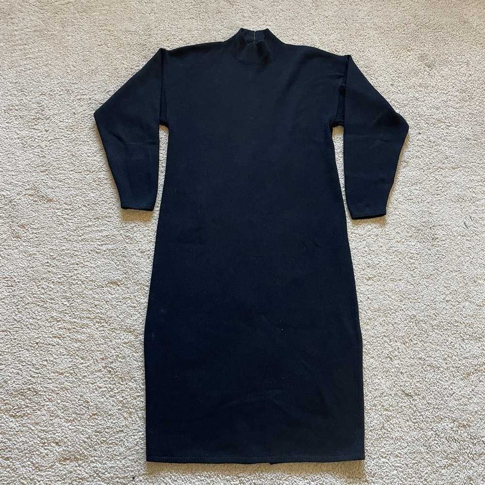 St. John vintage knit wool blend black mini dress… - image 1