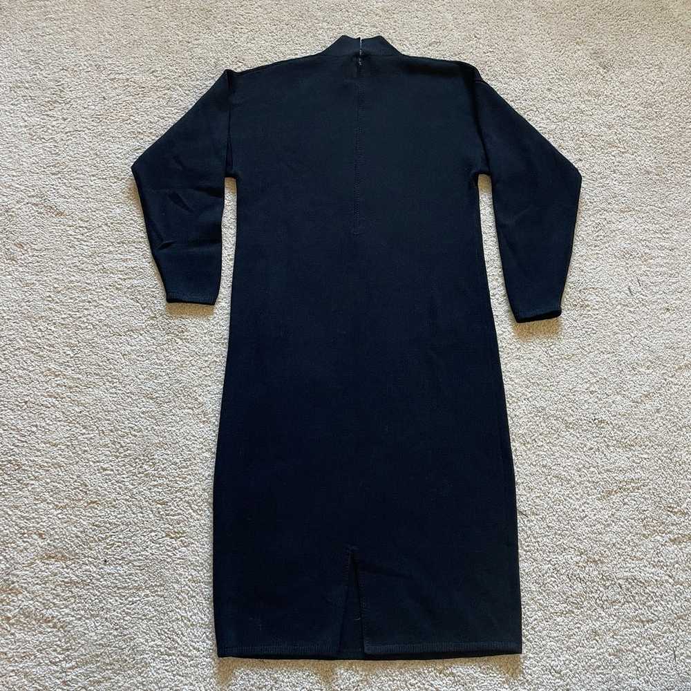 St. John vintage knit wool blend black mini dress… - image 5