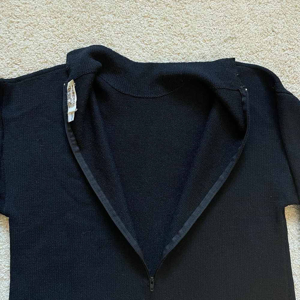 St. John vintage knit wool blend black mini dress… - image 6