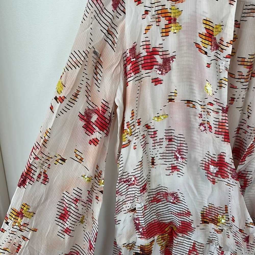Rococo Sand Long Sleeve Floral Wrap Mini Dress - image 5