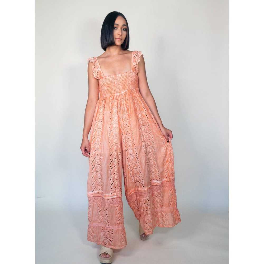 Free People Barok Eyelet Jumpsuit in Coral Size L - image 1