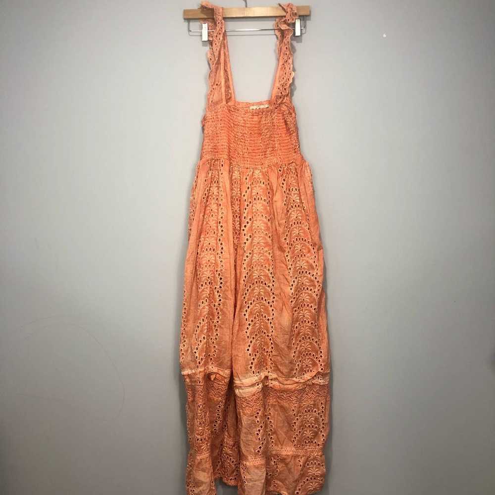 Free People Barok Eyelet Jumpsuit in Coral Size L - image 3