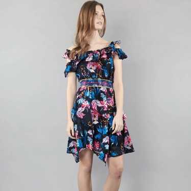 Tanya Taylor Black with Pink/Blue Floral Dress - image 1