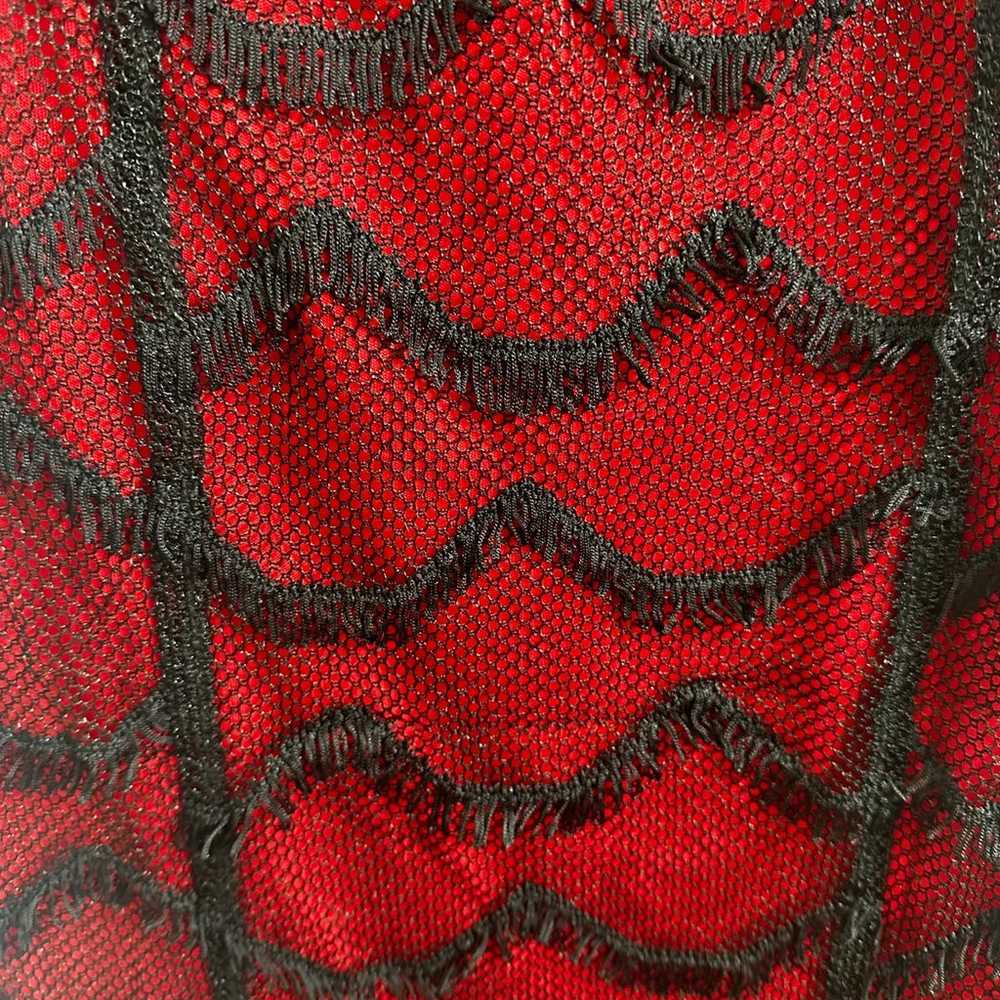 NWOT - Lip Service Red/Black Fringe Long Corset D… - image 11