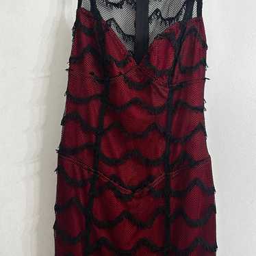 NWOT - Lip Service Red/Black Fringe Long Corset D… - image 1