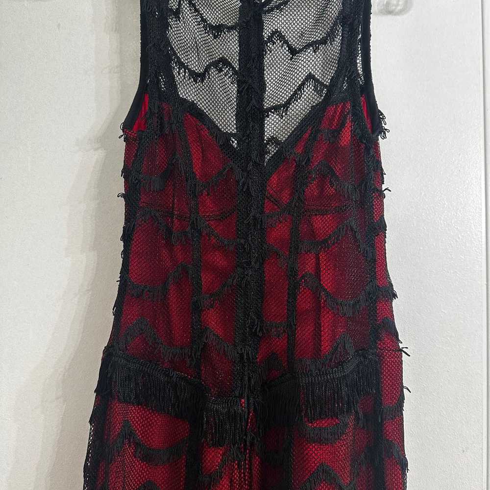 NWOT - Lip Service Red/Black Fringe Long Corset D… - image 4