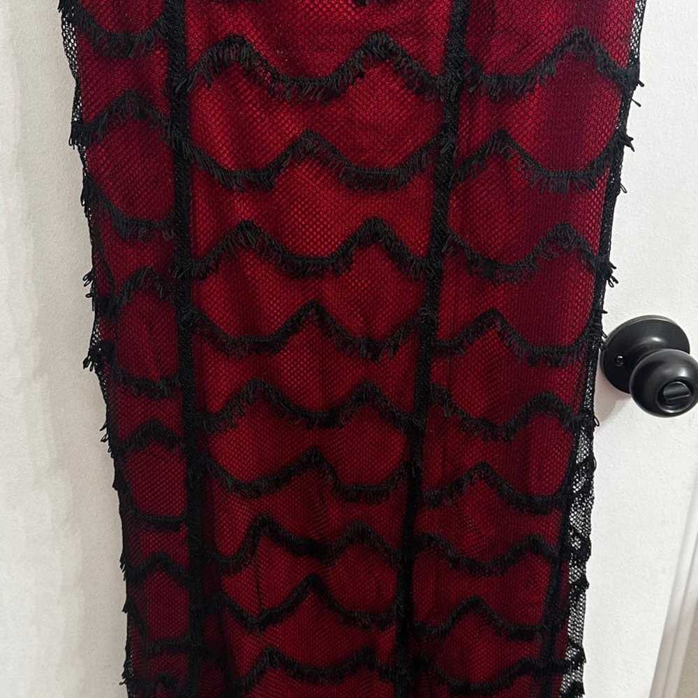 NWOT - Lip Service Red/Black Fringe Long Corset D… - image 6