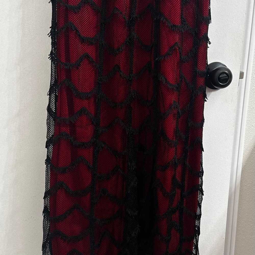 NWOT - Lip Service Red/Black Fringe Long Corset D… - image 7