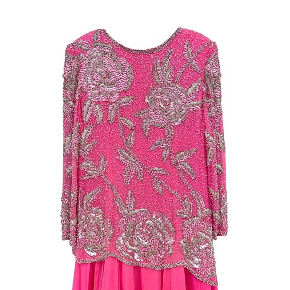 Vintage 1980s Pink Formal Dress Silk Beaded Drop … - image 2