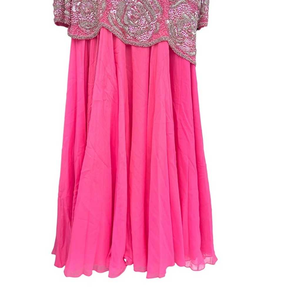 Vintage 1980s Pink Formal Dress Silk Beaded Drop … - image 5