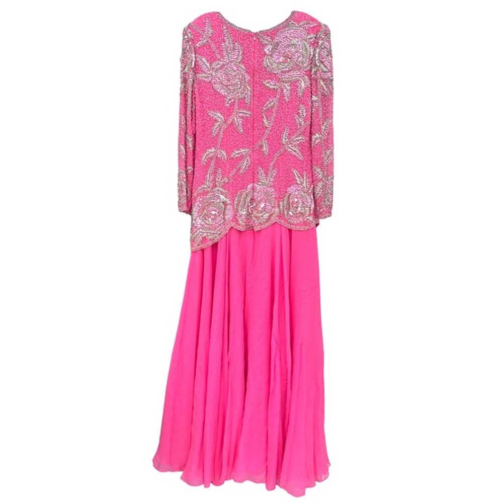 Vintage 1980s Pink Formal Dress Silk Beaded Drop … - image 6