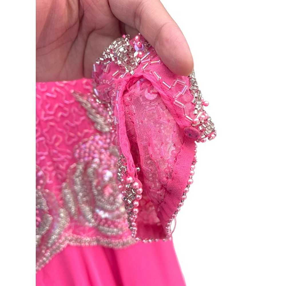 Vintage 1980s Pink Formal Dress Silk Beaded Drop … - image 9