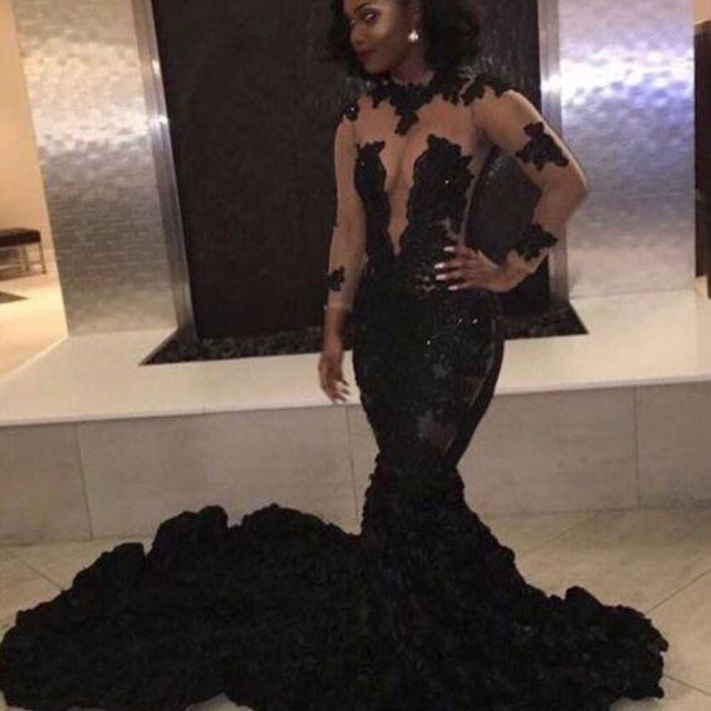 Black sheer and nude prom/ evening gown - image 3