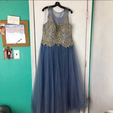PLUS SIZE Stormy Blue Prom Dress - image 1