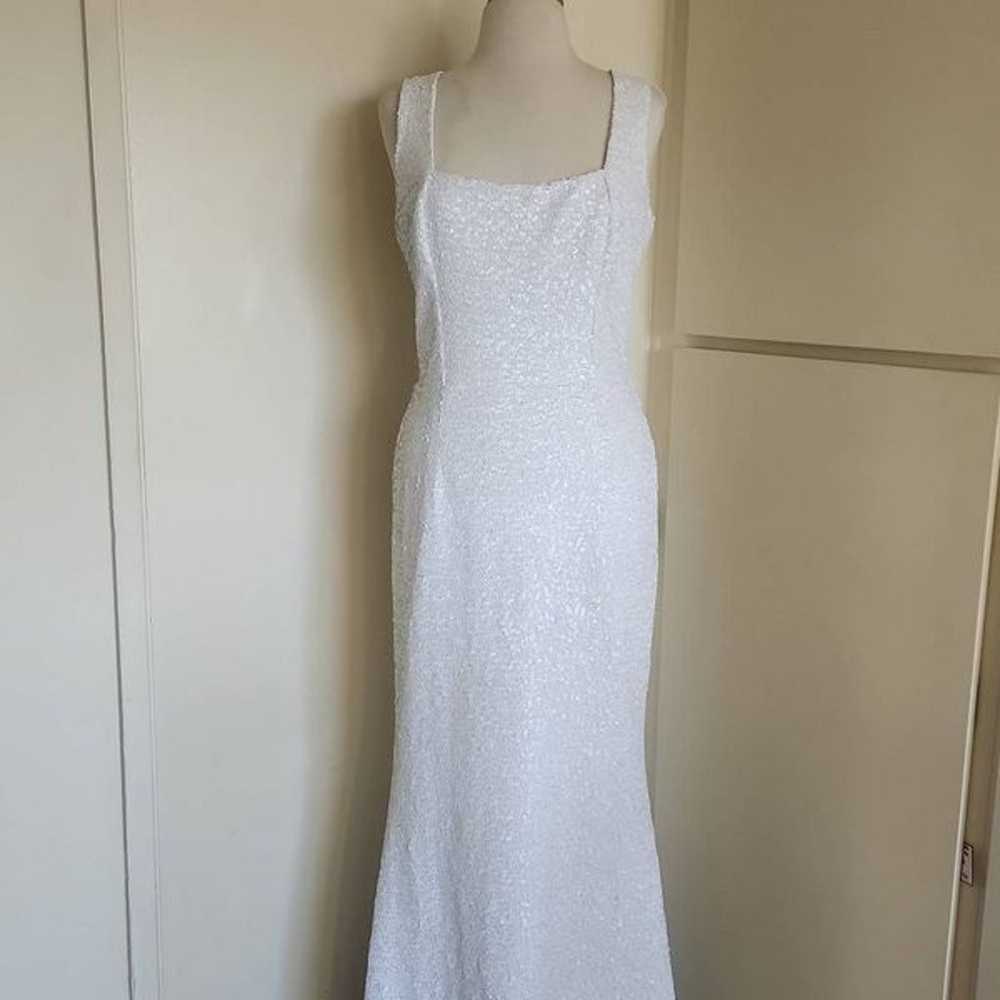 DRESS THE POPULATION White Sequin Sleeveless Gown… - image 2