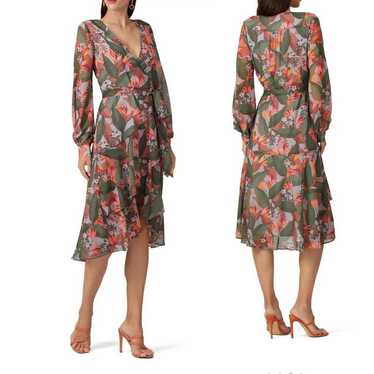 Badgley Mischka Multi Floral Wrap Dress sz 16 - image 1