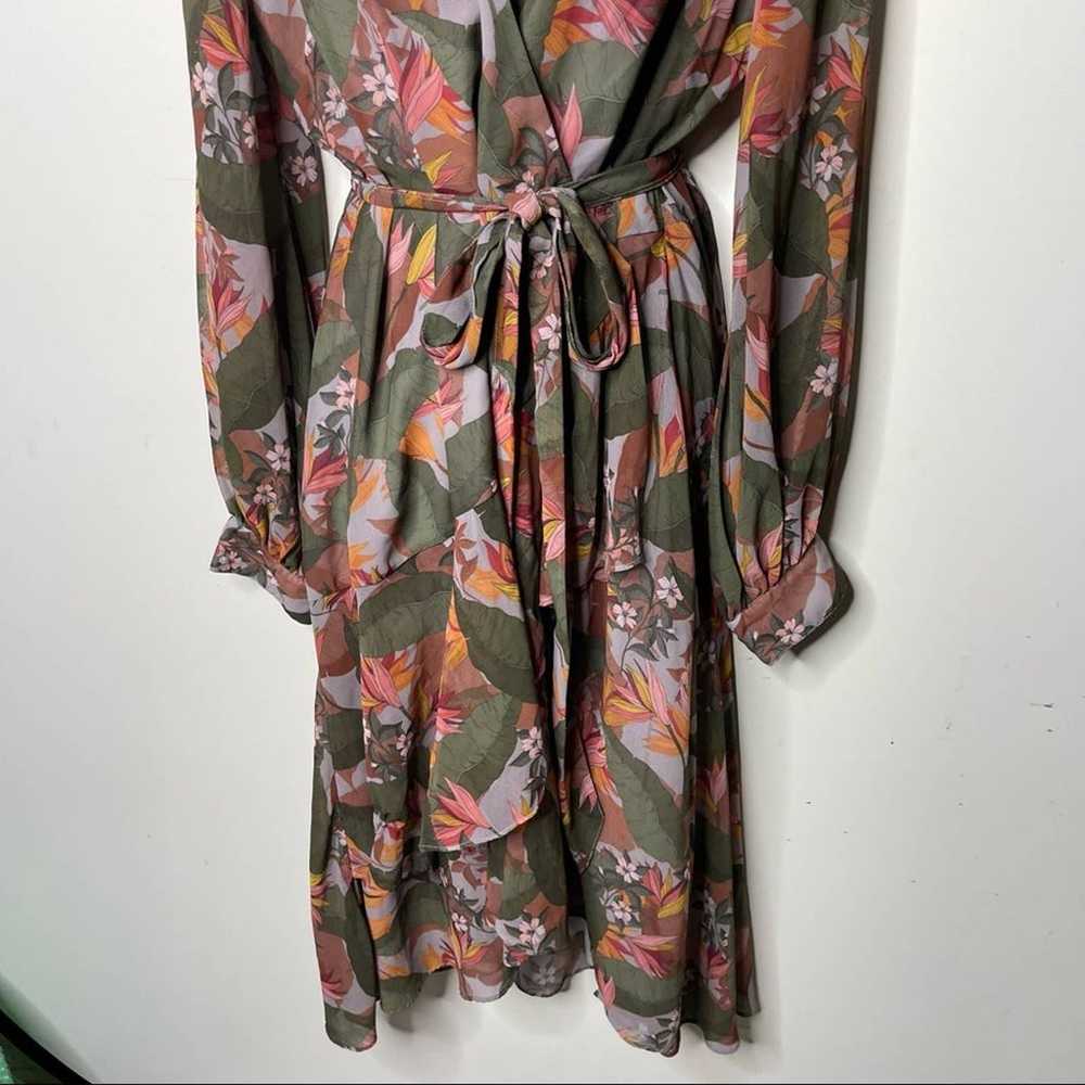 Badgley Mischka Multi Floral Wrap Dress sz 16 - image 5
