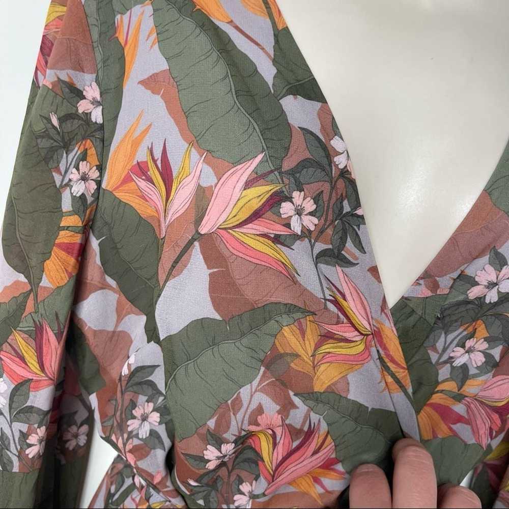 Badgley Mischka Multi Floral Wrap Dress sz 16 - image 7