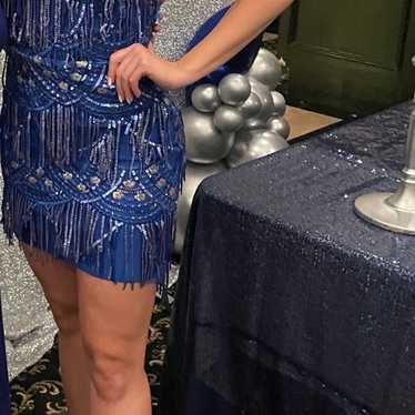 Blue Sequin Tassle Dress - image 1