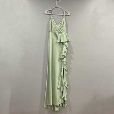 Mac Duggal 67815 Satin Ruffle Asymmetrical Gown Li