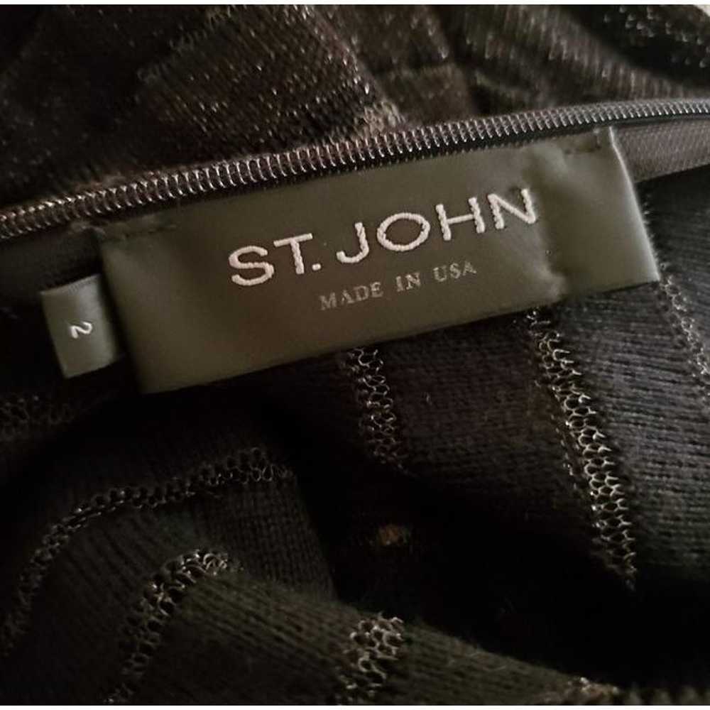 St John Black Knit Metallic Fit And Flare Midi Ni… - image 7