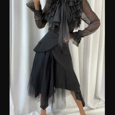 NWT Glitzy Girl Mesh Pearl Crop Top & Skirt Set in Black by Beach