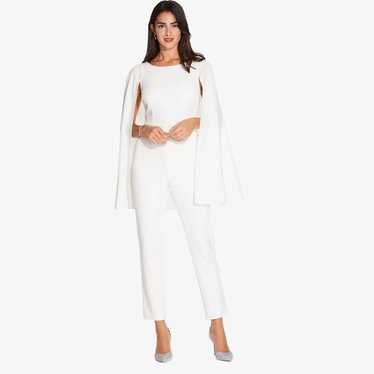 Adriana Papell Crepe Jumpsuit with Cape in Ivory W