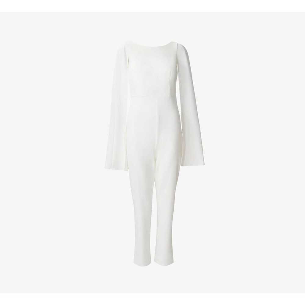 Adriana Papell Crepe Jumpsuit with Cape in Ivory … - image 3