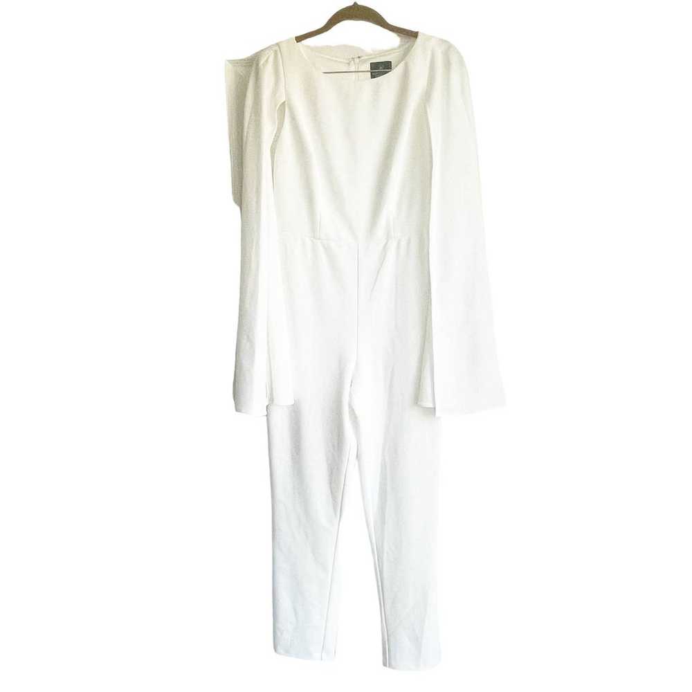 Adriana Papell Crepe Jumpsuit with Cape in Ivory … - image 4