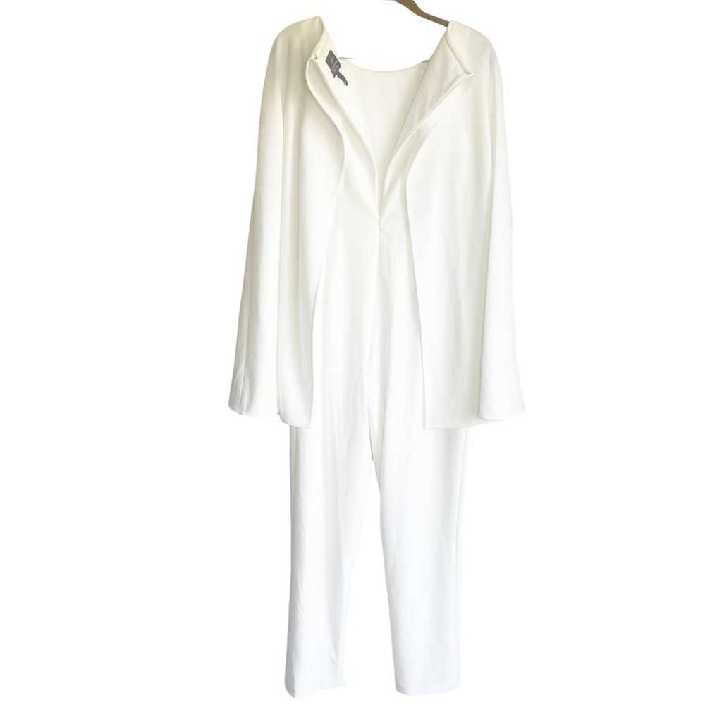 Adriana Papell Crepe Jumpsuit with Cape in Ivory … - image 7
